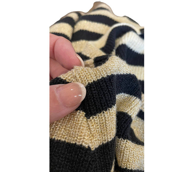 Pierre Cardin Vintage Black‎ and Metallic Gold Scoop Neck Sweater Women's Medium - Picture 8 of 8